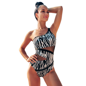 Sexy Black White Leopard Swimwear