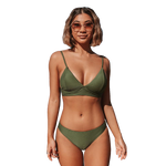 Load image into Gallery viewer, Army Green Solid Bikini Set
