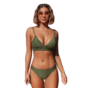 Army Green Solid Bikini Set