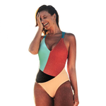 Load image into Gallery viewer, Colorblocked V-Neck Strappy One-Piece Swimsuit
