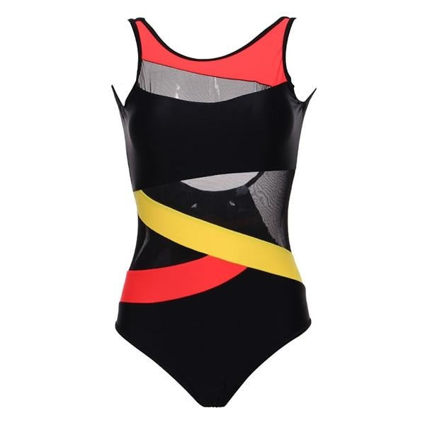 One Piece Swimsuit Black Mesh