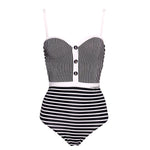 Load image into Gallery viewer, White Striped Bandeau One Piece Swimsuit
