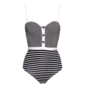 White Striped Bandeau One Piece Swimsuit