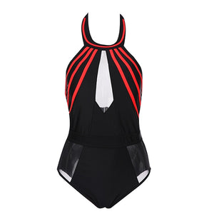 Sexy One-Piece Swimsuit Mesh Patchwork