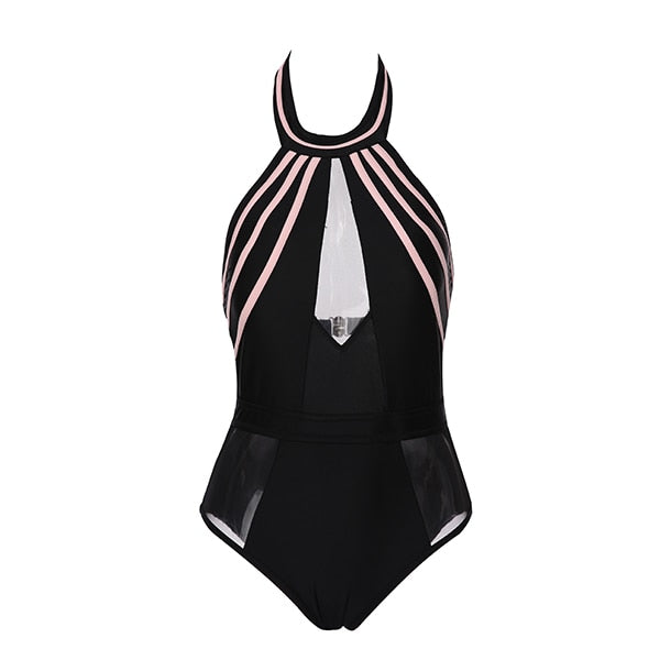 Sexy One-Piece Swimsuit Mesh Patchwork