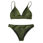 Load image into Gallery viewer, Army Green Solid Bikini Set
