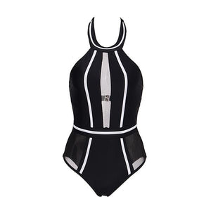 Sexy One-Piece Swimsuit Mesh Patchwork